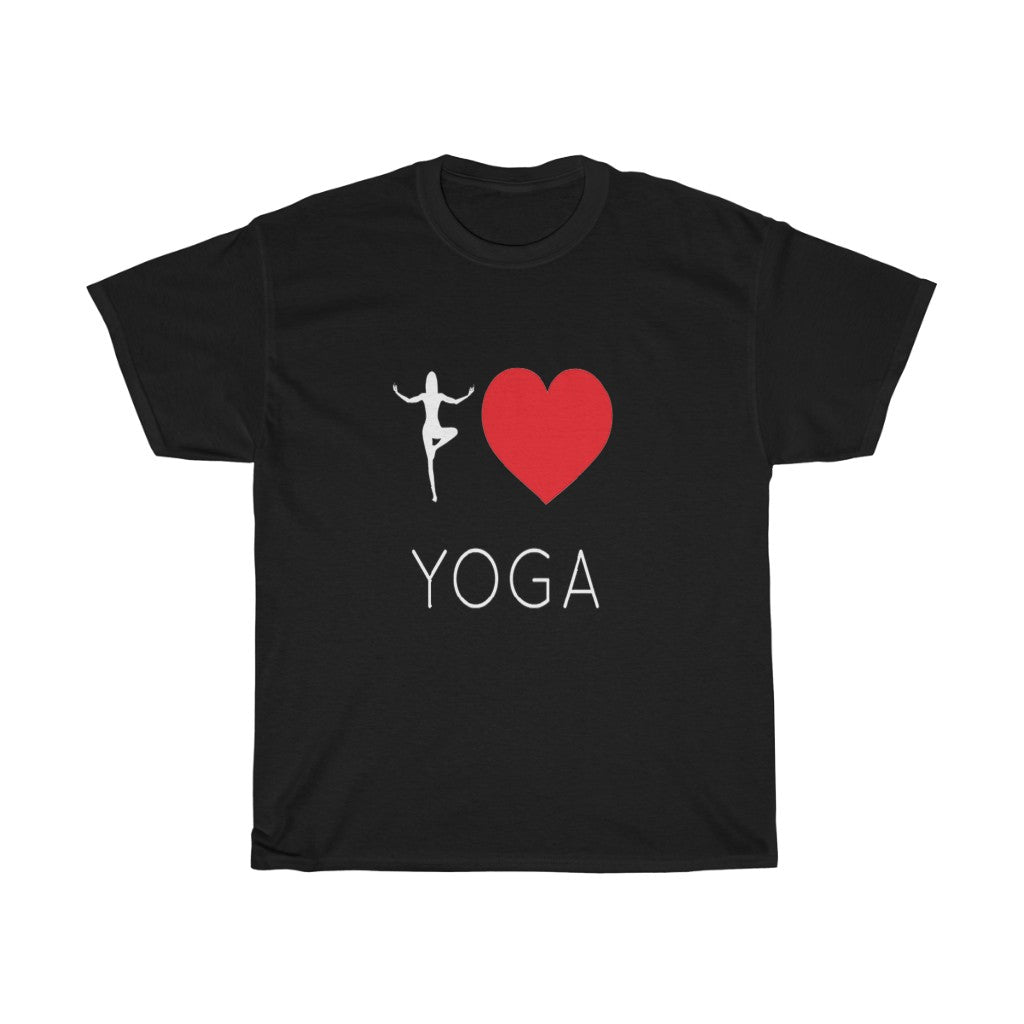 Yoga T Shirt - I Love Yoga - Unisex Cotton T-Shirt